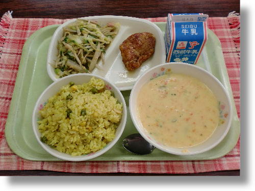 １３日の給食 カレーピラフドリア風 深谷市立上柴中学校